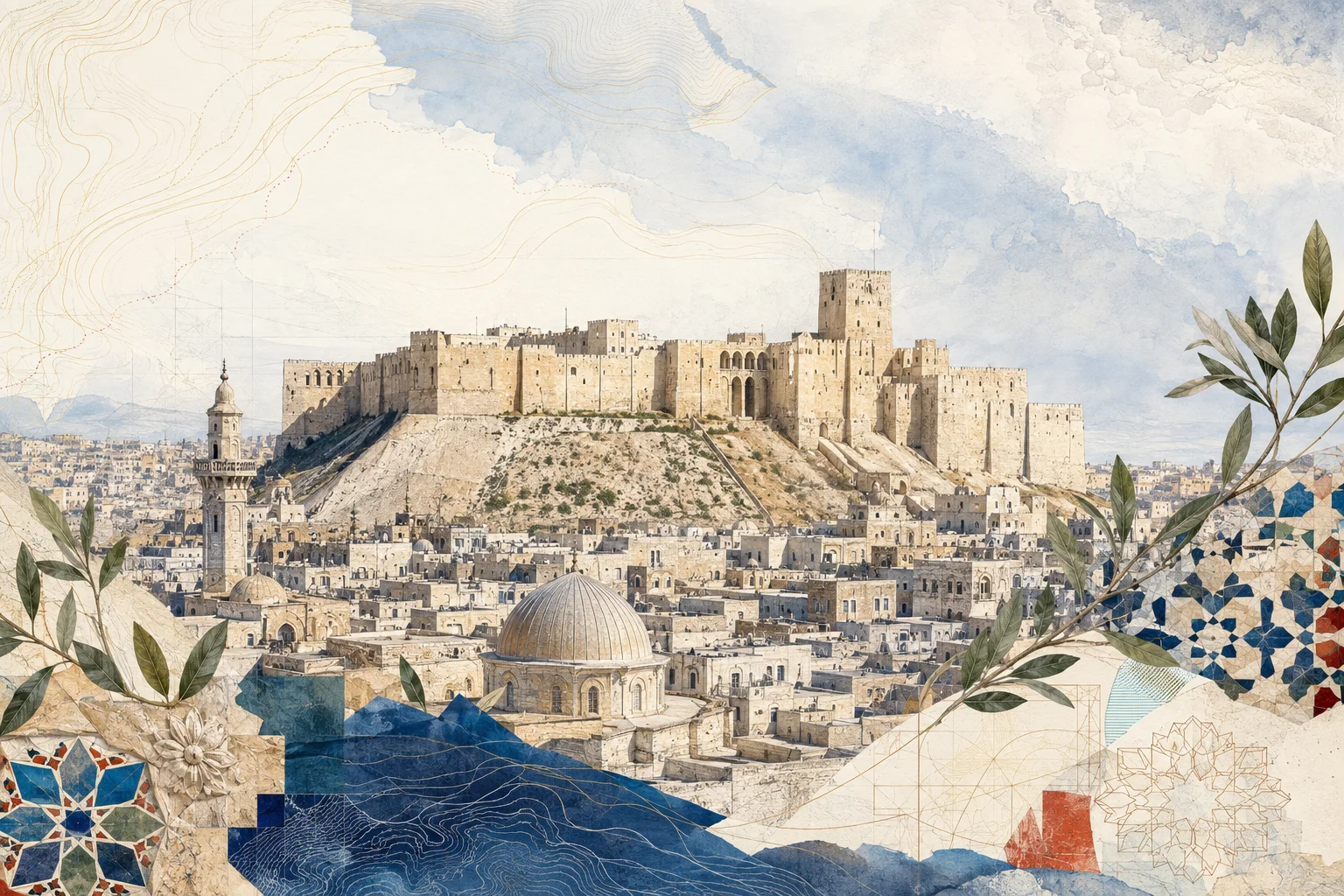 Editorial illustration of Aleppo and its Citadel